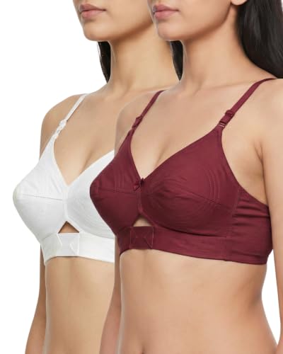 Image of Brida Kavya Xtra Soft Cotton Round Stitch Bra for Women | Full Coverage | Non-Padded | Wireless | Double Layer Support | Heavy Bust | Combo Pack | Colours May Vary