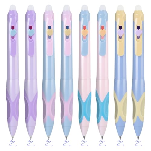BAYTORY Pack de 8 bolígrafos gel borrables 0.5mm azul