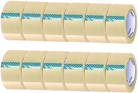 ANSIO Heavy Duty Strong Packing Tape 12 Rolls 50mm x 120m, Transparent Parcel Tape, 75 Micron Clear Tape for Packing Boxes, Moving House - Packaging Tape