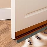 Burlete inferior para puerta – Bloqueador de goma de 39 pulgadas con cepillo para reducir el ruido debajo de la puerta exterior, a prueba de frío de invierno