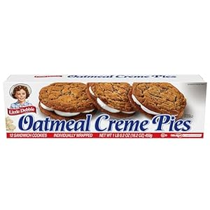 Little Debbie Oatmeal Crème Pies, 12 Individually Wrapped Sandwich Cookies, 16.2 OZ Box