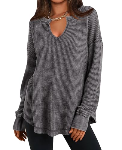 PRETTYGARDEN Womens Waffle Knit Long Sleeve Shirts...