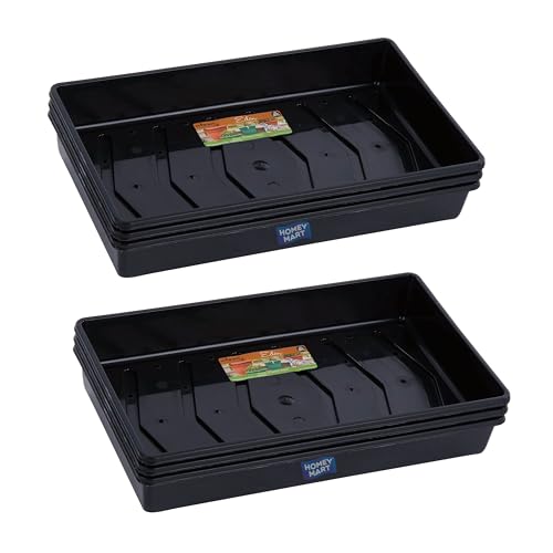 Seed Trays with Drainage Holes | 38 x 23 x 6 cm Full Size Traditional Plastic Eden Seed Trays Black | Heavy Duty Stackable Garden Propagation Trays for Seeds Cuttings & Seedlings - Pack of 6