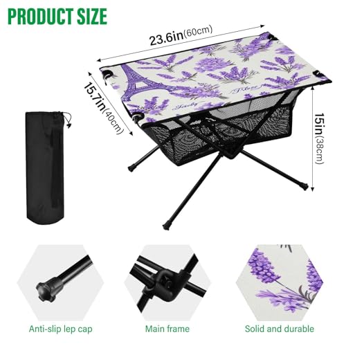 Mesa Plegable de Camping Exterior SDMKA para Playa y Picnic - Mesa Lateral Portátil con Bolsa Duradera, Fácil de Transportar miniatura 3