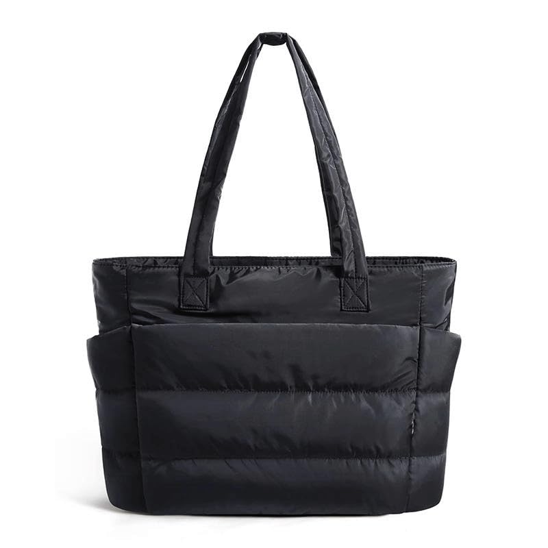 Bolsa Puffer Feminina Mala Academia Viagem Nylon Acolchoada (Preto)