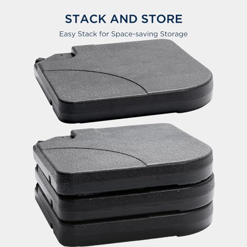 HOMSHADE 4-Piece 265lbs Patio Umbrella Base Outdoor Stand - Offset Cantilever Heavy Duty Weights Square Base Water or Sand Refillable Plate Set with 4 Locking Pins