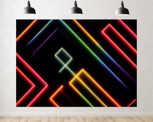 Trykid 8x8ft Neon Geometric Light Line Backdrop Retro Synthwave Bold
