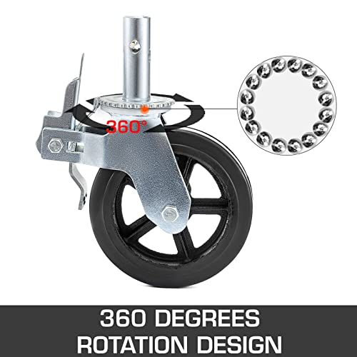 image for BestEquip 4 Pack Scaffolding Caster Wheels 8 x 2 Inch with Dual Lockin