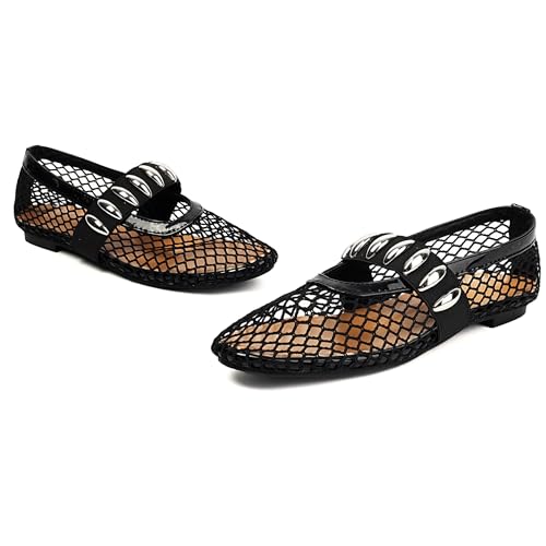 Mesh Flats Women Mary Jane Hollow Out Dolly Shoes2