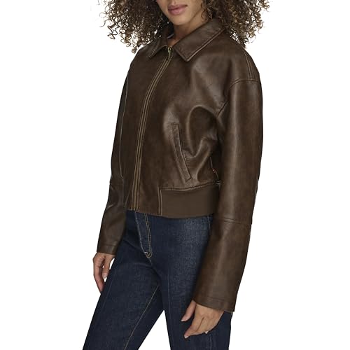 Levi's Women's Faux Leather Bomber with Laydown Collar3