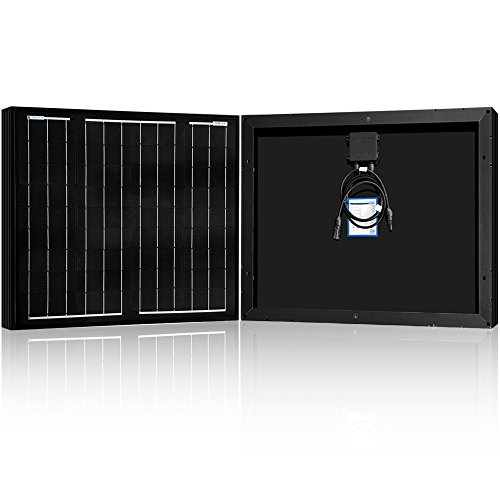 ACOPOWER All Black 50W Mono Solar Panel for 12V Battery Charging, Off Grid