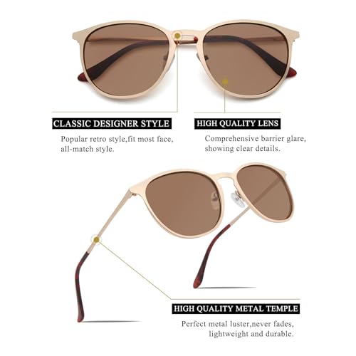 Classic Round Retro Sunglasses UV400 Circle Lens Metal Frame Men Women FW1006 C5, C5 Black Frame / Mirrored Blue Lens, normal2