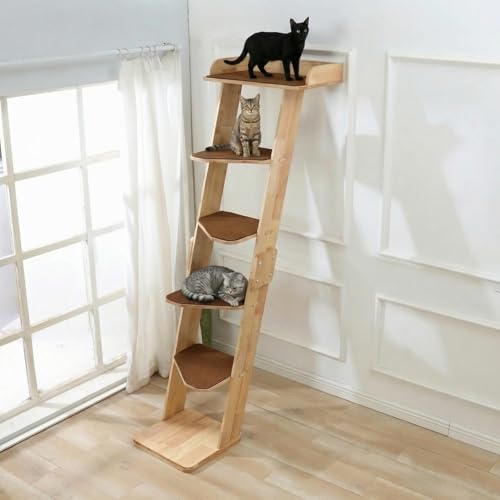 Escalera para gatos Moderna de Madera Natural 6 niveles 70 pulgadas miniatura 2