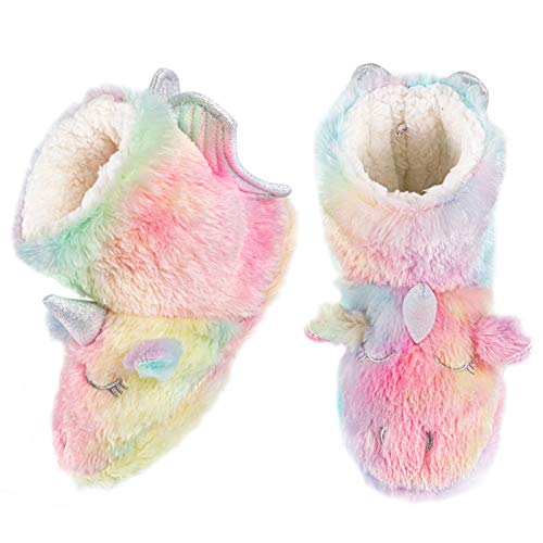 Kids Unicorn Slipplers Baby Girls Boots Fuzzy Comfy Plush Memory Foam Children Premium Soft House Shoes