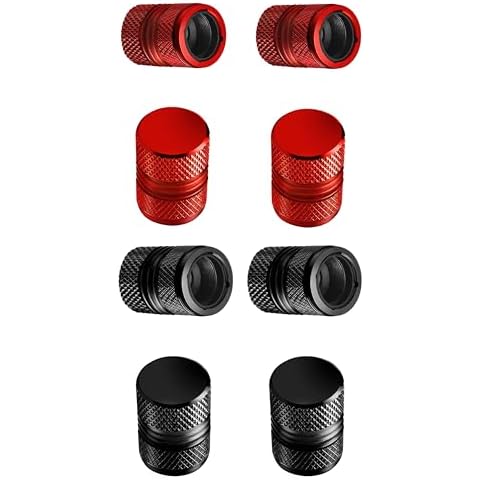 (4 Pack Red + 4 Pack Black) Tire Valve Stem Caps Anti-Corrosion Premium Anodized Alloy Tyre Air Valve Caps Universal for Car SUV Bike Cover