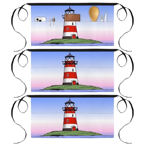Tablier court de chef avec 3 poches pour cuisine et bistrot - Lot de 3 multicolore