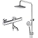 Produktbild WBHD Duschsystem Mit Thermostat Regendusche Unterputz,Duschset mit Wasserhahn 3 Funktionen Duscharmatur Dusche Duschsäule Inkl Verstellbarer Duschstange Handbrause Duschkopf 220mm