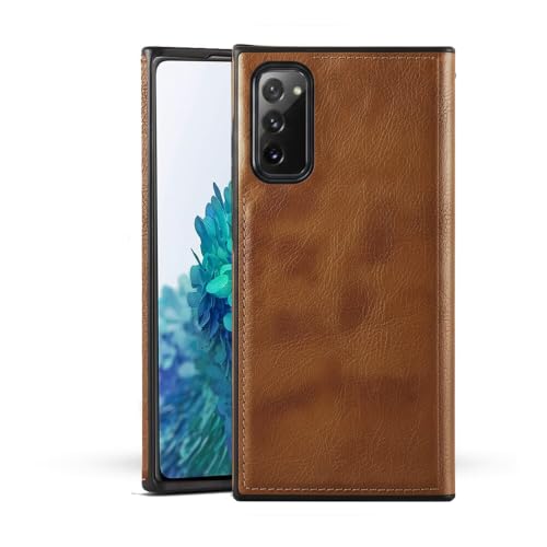 Image of Leather Case for Samsung Galaxy Note 20 Premium Protective Stylish Slim Cover with Shockproof Raised Edges Brown