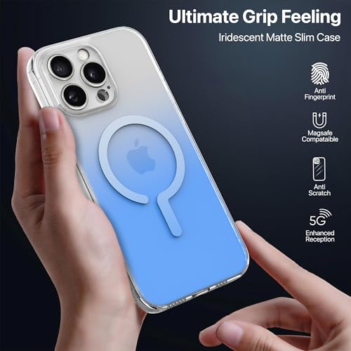 Image of eller sante Maven Magpro Back Cover Case for iPhone 16 Pro Max Scratch Resistant Camera Screen Protector TPU Shockproof 10ft Drop Protection Support Mag-Safe Wireless Charging- Blue