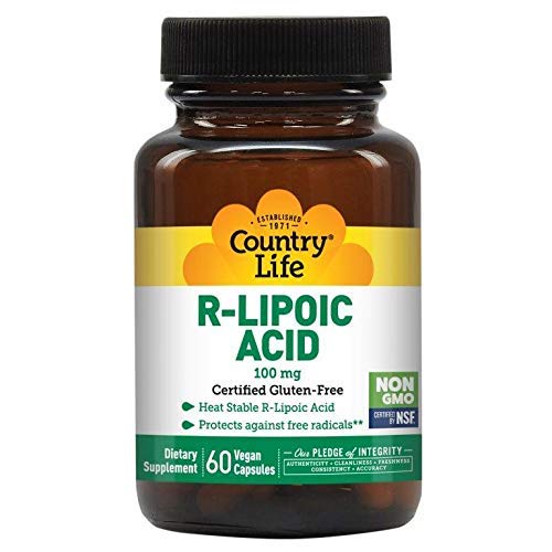 Country Life R-Lipoic Acid 100 mg - 60 Vegan Capsules - Heat Stable R-Lipoic Acid - Protects Against Free radicals