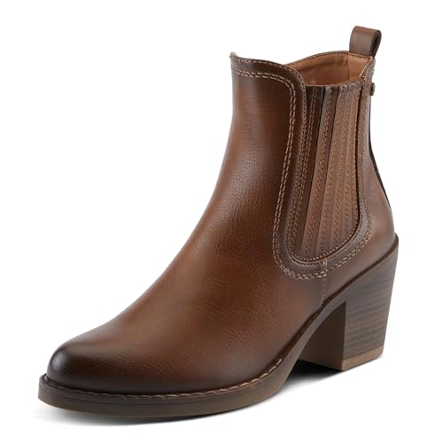PATRIZIA Women's TALWYN Heeled Booties with Covered Elastic, Zipper Closure, and Modern Western-Inspired Design