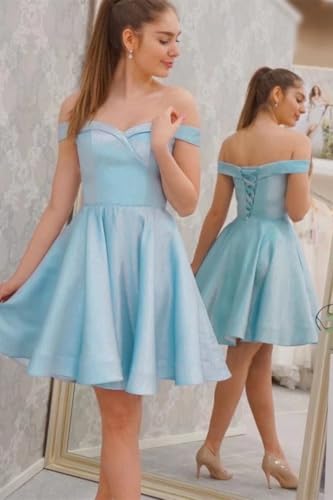 Off The Shoulder Homecoming Dresses for Teens Women A Line Glitter Satin Short Prom Dress Cocktail Dress2