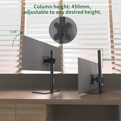 Image of Monitor Stand for 17-43 Inch Ultrawide Screens, 15KG Capacity Free-Standing Base 360 Rotation & Height Adjustable, VESA Mount for Gaming /Office, Black (BLACK)