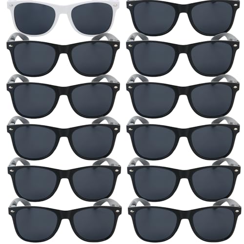 8 Pairs Bridesmaid Proposal Gifts Sunglasses Decorations bachelorette party sunglasses 12 pack accessory favors for Women girls (12, White&Black)
