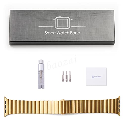 Image of baozai Compatible with Apple Watch Band, Upgraded Stainless Steel Link Bracelet iWatch Band with Butterfly Clasp for Apple Watch Series 5 /4 /3 /2 /1