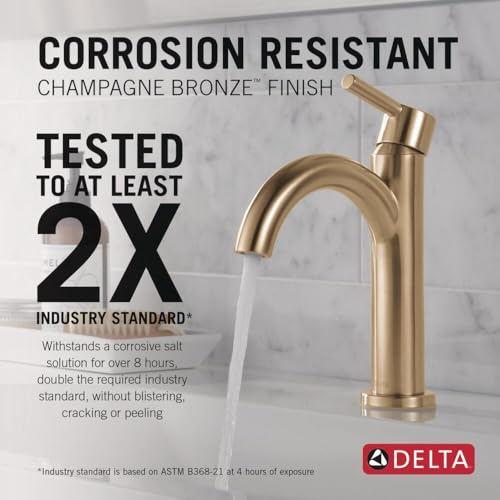 Delta Faucet Nicoli Gold Bathroom Faucet, Single Hole Bathroom Sink Faucet, Single Handle Bathroom Faucet, Pop-Up Drain Assembly, Champagne Bronze 15749LF-CZ by DELTA - Image 2