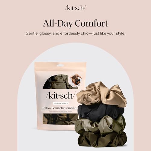 Image of Kitsch Pillow Satin Scrunchies for Women - Hair Ties No Damage, No Crease Hair Accessories | Perfect for Day or Night | Ideal Gifts for Women - 4pcs
