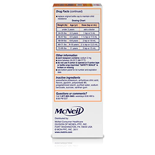 Children's Motrin Oral Suspension Medicine For Kids, 100Mg Ibuprofen, Berry Flavored, 4 Fl. Oz #TOP6