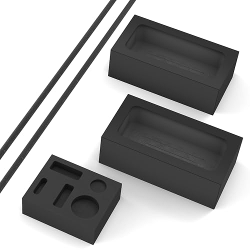 Nelyrho Graphite Ingot Mold Set, 5-Piece Kit with One 5-in-1 Mold, Two 1KG Molds and Two Stir Rods for Casting Gold, Silver, Brass, Zinc and Aluminum
