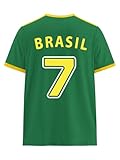 WDIRARA Men's Brazil Soccer Jersey Crew Neck Graphic T Shirt Short Sleeve Ringer Tee Green Yellow Medium