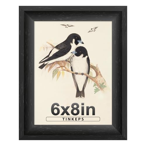 Image of 6x8 Picture Frame with Backing Board, Small 6x8 Photo Frame for Wall Hanging or Tabletop, Black