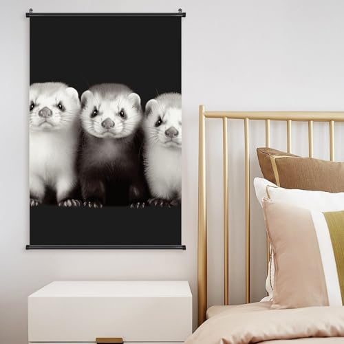 Furets imprimés sur toile œuvre artistique décoration murale chic