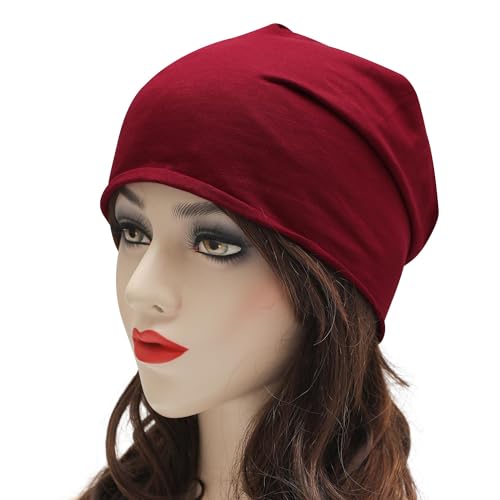 Image of ZLYC Cotton Thin Slouchy Beanie Hat for Men Women Fashion Soft Stretch Knit Skull Cap