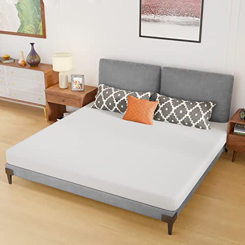 Image of PayLessHere | 6 Inch King Mattress | Medium Firm Base Foam Mattress | Removable Washable Zipper Cover | Breathable & Comfortable | White | Bed in a Box | CertiPUR-US Certified