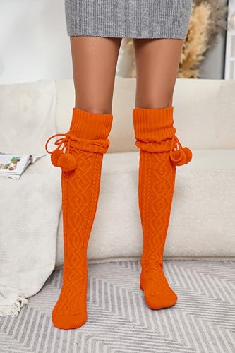 Image of YELAIVP Women's Thigh High Socks - Extra Long Cable Knit Over the Knee Socks and Leg Warmers