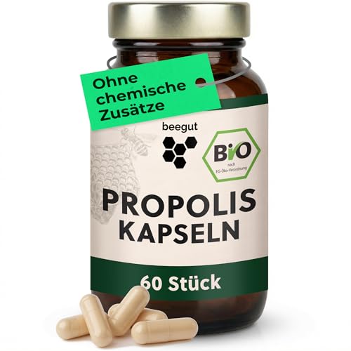 beegut BIO Propolis Kapseln 60 Kapseln in pflanzlicher Kapselhülle mit BIO Propolis Extrakt nachhaltige Verpackung
