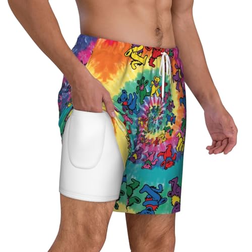 Dancing Thanksgiving Bear Breathable Fit Trends Men's Swim Trunks Board Short with Waist Elastic Band Swimming Trunks3