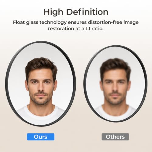 Image of USHOWER 2 Pack 30 Inch Round Bathroom Mirrors for Over Sink | Circle Mirror with Metal Frame, Black Wall Mirror Modern Decoration for Vanity, Entryway, Living Room, Hallway and Bedroom