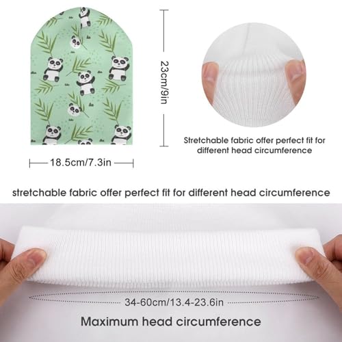Panda and Bamboo Leaves Pattern Kids Beanie Hat for for Girls Boys Children Cap Winter Knitted Chemo Cancer Headwear Accessories Gifts Decoration Black2