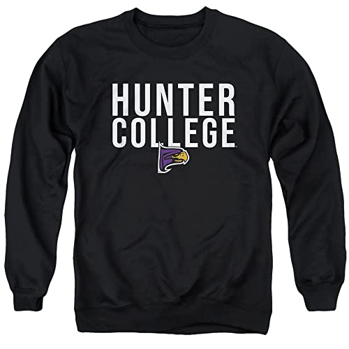 LOGOVISION Hunter College Official Stacked Unisex Adult Crewneck Sweatshirt,Black, Medium