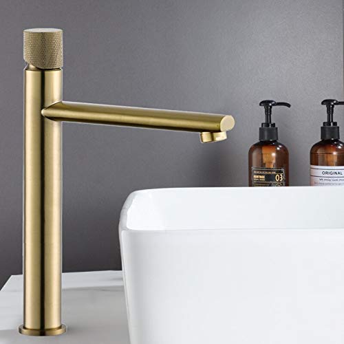 Robinet de salle de bain mitigeur d'eau froide chaude laiton doré