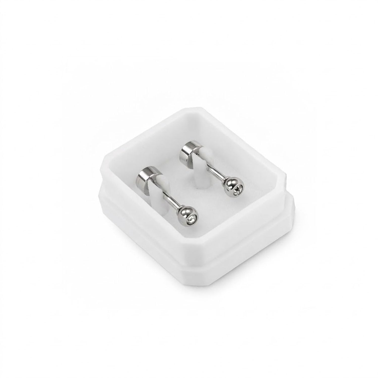 vama FASHIONS 4mm 18K Silver Plated White Stone Stainless Steel Anti Tarnish Small Stud Earrings Hypoallergenic Lightweight Piercing Ear Studs for Men & Boys-picture-36