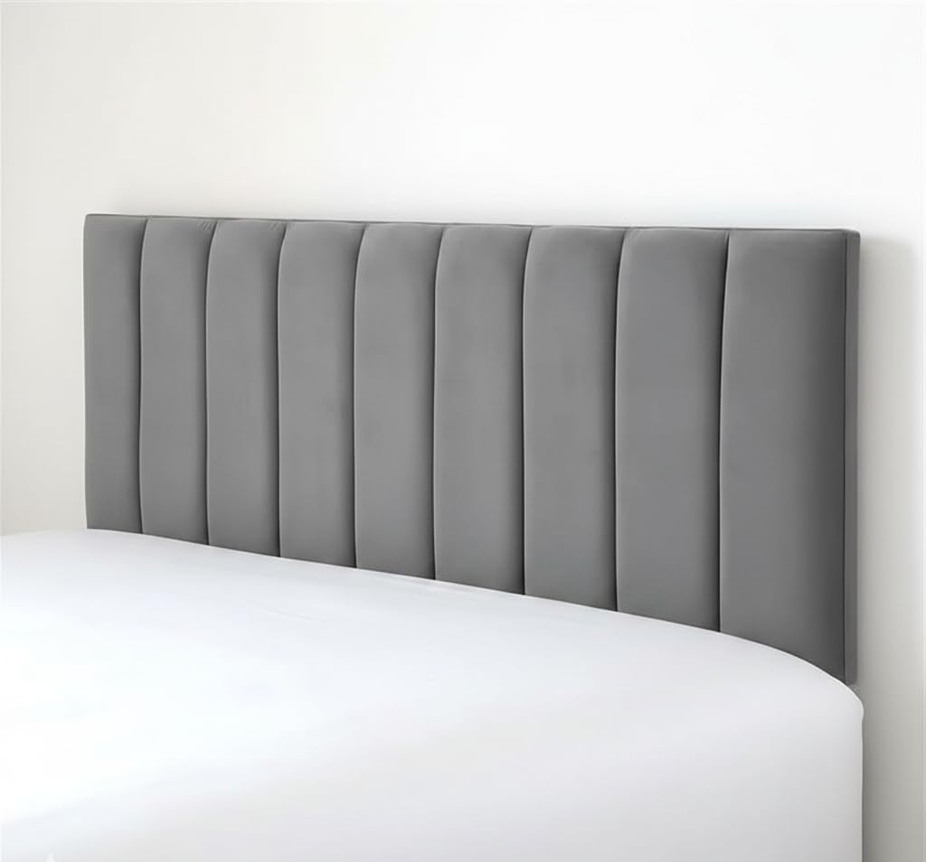 Cloudmere Luxury Portland Headboard Elegant design Plush Velvet 20" Divan Bed | Upholstered Padded Headboard for Divan Beds, Bedroom and Hotel Furniture (4Ft 6in Double - Grey)