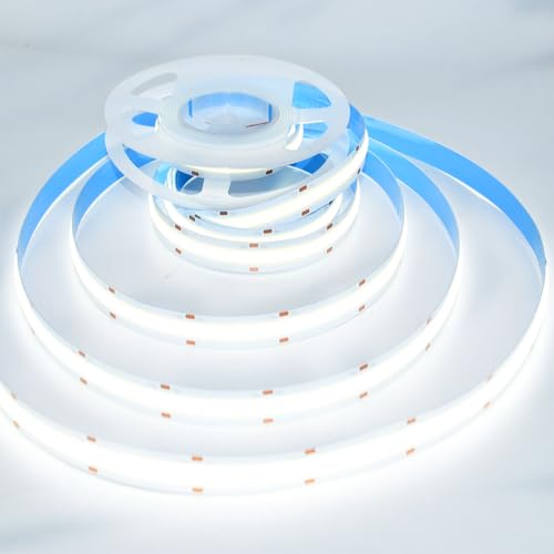 Image of LED Strip Lights COB 16.4ft AC110-130V Waterproof IP44 Daylight White 6500K | Dimmable 30000LM Super Bright 1200 LEDs / 2 Times Brightness Than 12V COB Strip Lights Tape Ribbon / Kitchen Cabinet Lighting