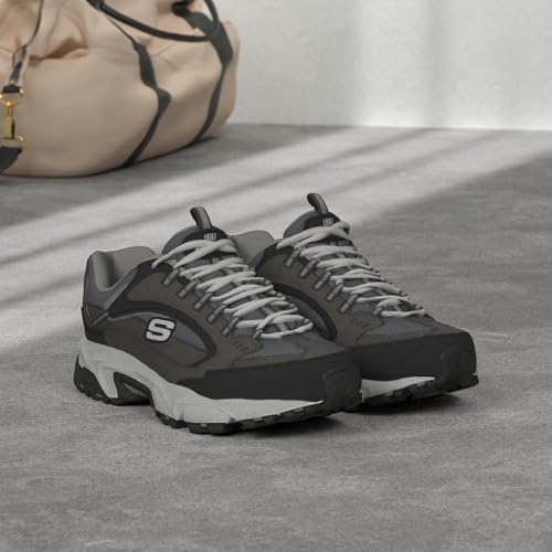 Skechers Sport Men's Stamina Nuovo Cutback Lace-Up Sneaker,Charcoal/Black,6.5 M US