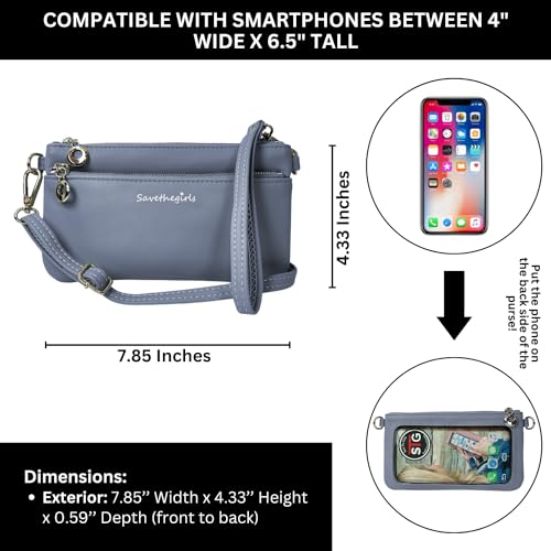 Image of Save the Girls Cell Phone Purse - Touch Screen Women's Crossbody Bag - Clutch Purses for Women (Bella)